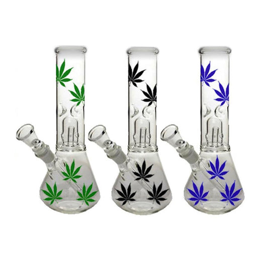 12" Large Leaf Designed Glass Bong - GB-85 | Unbranded | Hall of Vape |  | Smoking Products