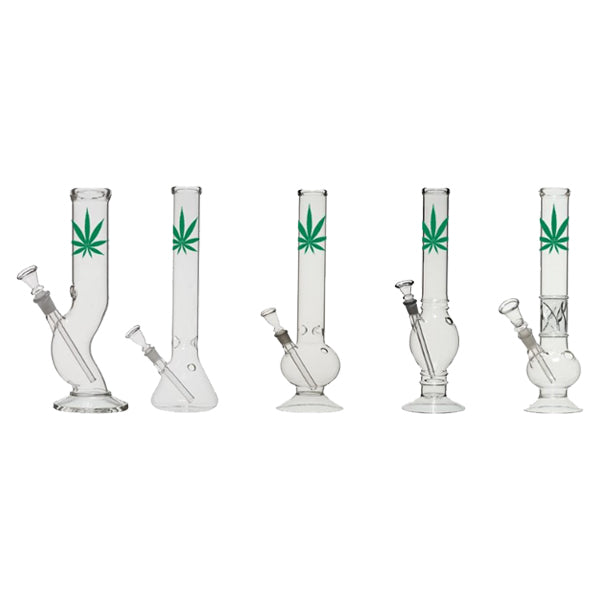 12" Small Leaf Glass Bong Mix Designs - GB-37 | Unbranded | Hall of Vape |  | Smoking Products