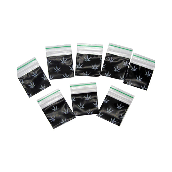 Zipper Branded 30mm x 30mm Black Leaf Bags | Zipper | Hall of Vape |  | Smoking Products