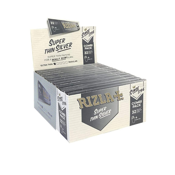 24 Rizla Silver Super Thin King Size Rolling Papers + Tips Combi Pack | Rizla | Hall of Vape |  | Smoking Products