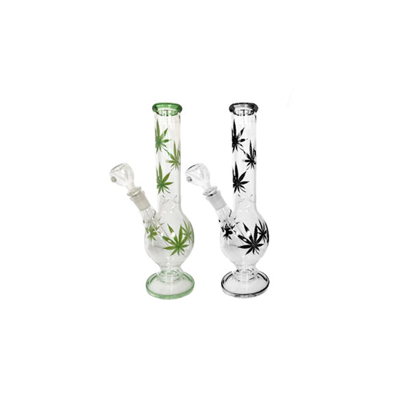 3 x 12" Leaf Design Glass Bong - GB45/GB46/GB47 | Unbranded | Hall of Vape |  | Smoking Products