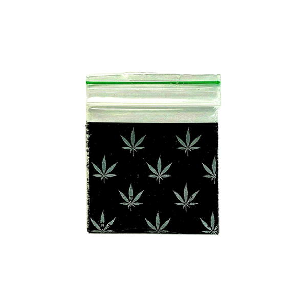 Zipper Branded 40mm x 40mm Black Leaf Bag | Zipper | Hall of Vape |  | Smoking Products