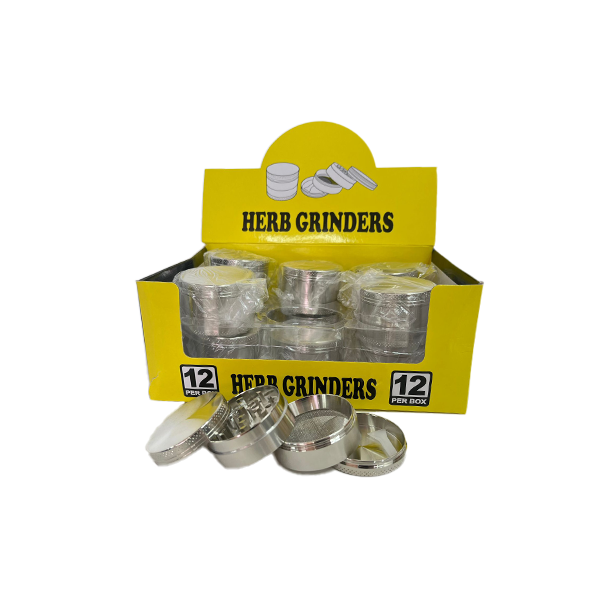 4 part Silver Metal Tobacco Grinder - PH6916 Silver | Generic | Hall of Vape |  | Smoking Products