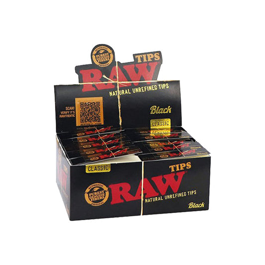 50 Raw Black Standard Classic Tips | Raw | Hall of Vape |  | Smoking Products