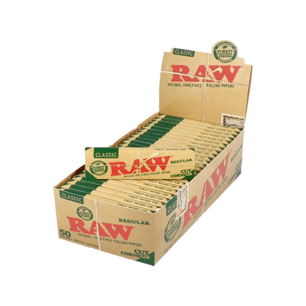 50 Raw Classic Green Regular Corner Cut Rolling Papers | Raw | Hall of Vape |  | Smoking Products