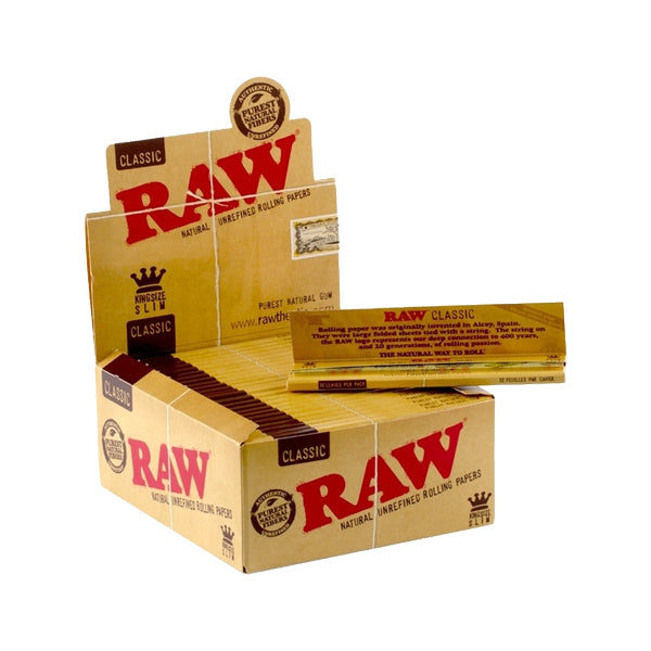 50 Raw Classic King Size Slim Rolling Papers | Raw | Hall of Vape |  | Smoking Products