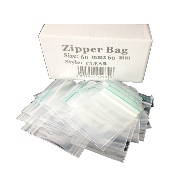 5 x Zipper Branded 60mm x 60mm Clear Bags | Zipper | Hall of Vape |  | Smoking Products