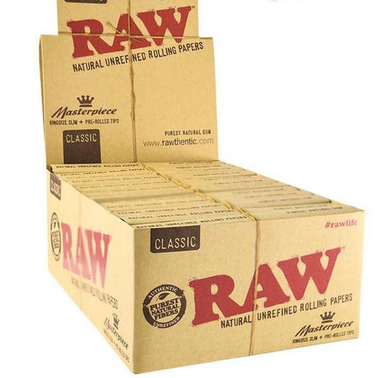 24 Raw Classic King Size Slim Rolling Papers + Tips (Connoisseur) | Raw | Hall of Vape |  | Smoking Products