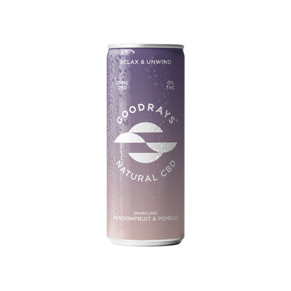 Goodrays 30mg CBD Passionfruit & Pomelo Seltzer 250ml | Goodrays | Hall of Vape |  | CBD Products