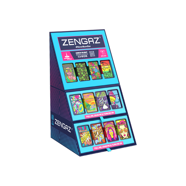 Zengaz Cube ZL-30 Chip Set (UK-S4) - Jet Flame Lighters Bundle + 48 Lighters with Cube display stand | Zengaz | Hall of Vape |  | Smoking Products