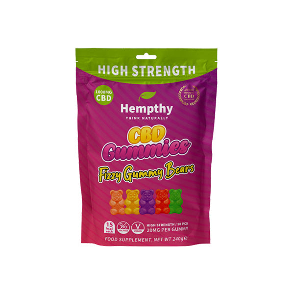 Hempthy 1000mg CBD Fizzy Gummy Bears Gummies - 50 Pieces | Hempthy | Hall of Vape |  | CBD Products