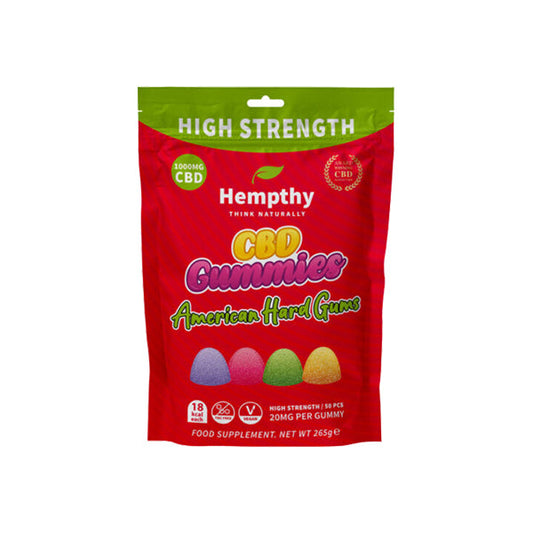 Hempthy 1000mg CBD American Hard Gums Gummies - 50 Pieces | Hempthy | Hall of Vape |  | CBD Products