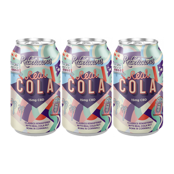 12 x Rebelicious 15mg CBD Real Cola Sparkling Soft Drink - 330ml | Rebelicious | Hall of Vape |  | CBD Products