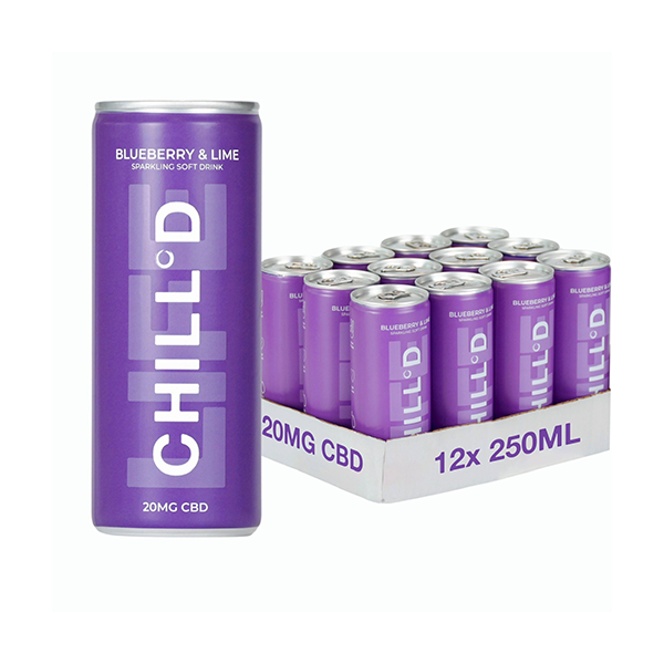 12 x CHILL°D 20mg CBD Sparkling 250ml Blueberry & Lime | CHILL°D | Hall of Vape |  | CBD Products