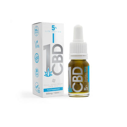 1CBD 5% Pure Hemp 500mg CBD Oil Lite Edition 10ml | 1CBD | Hall of Vape |  | CBD Products