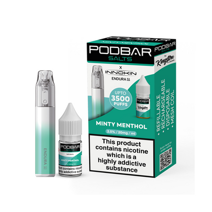 20mg Podbar Salts by Kingston x Innokin Endura S1 Disposable Vape Kit 3500 Puffs | Podbar X Innokin | Hall of Vape |  | Vaping Products