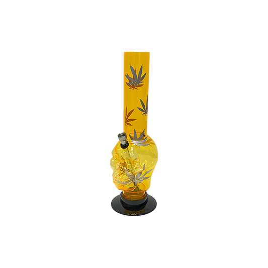 14" Leaf Print Skull Design Acrylic Bong - FAP-15 (GS2075) | Unbranded | Hall of Vape |  | Smoking Products