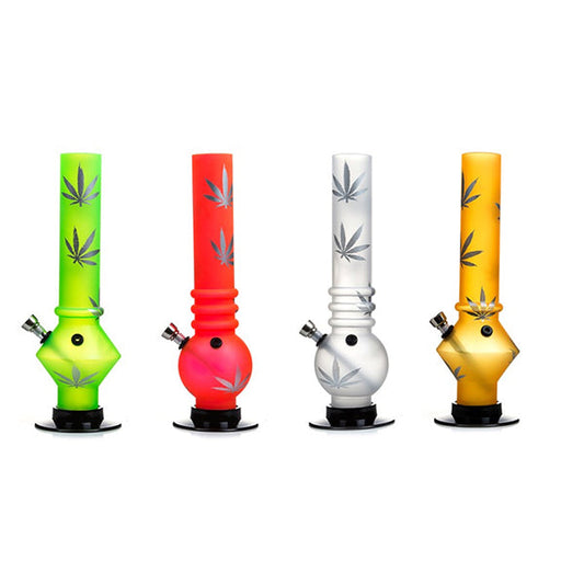 6 x Small Leaf Printed Acrylic Bong - FMP | Unbranded | Hall of Vape |  | Smoking Products