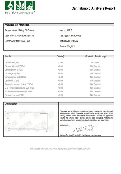 CBD by British Cannabis 500mg CBD Cannabis Oil Drops 10ml