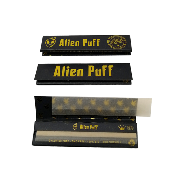 50 Alien Puff Black & Gold King Size Unbleached Brown Rolling Papers ( HP102 ) | Alien Puff | Hall of Vape |  | Smoking Products