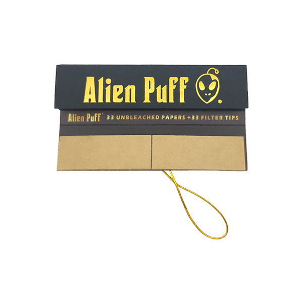 33 Alien Puff Black & Gold King Size Elastic Band Unbleached Papers + Filter Tips ( HP184 ) | Alien Puff | Hall of Vape |  | Smoking Products