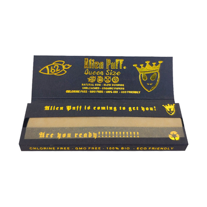 62 Alien Puff Black & Gold Queen Size Unbleached Brown Rolling Papers ( HP124 ) | Alien Puff | Hall of Vape |  | Smoking Products