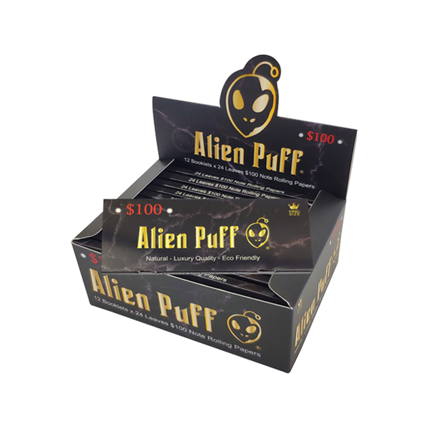 12 Alien Puff Black & Gold King Size 24K Gold Rolling Papers ( HP175AP ) | Alien Puff | Hall of Vape |  | Smoking Products