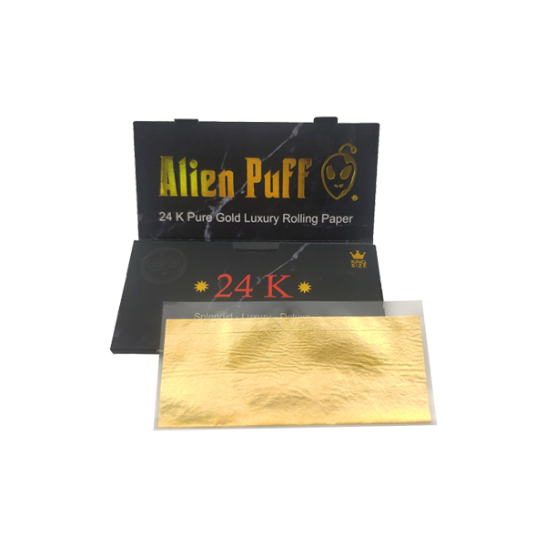 12 Alien Puff Black & Gold King Size 24K Gold Rolling Papers ( HP175AP ) | Alien Puff | Hall of Vape |  | Smoking Products