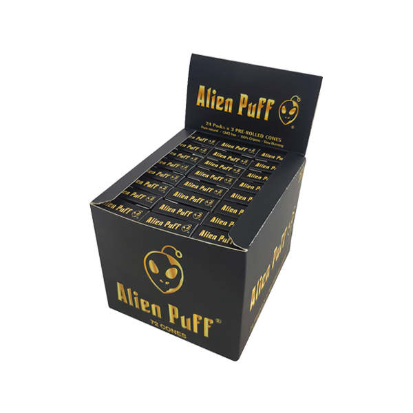 72 Alien Puff Black & Gold 1 1/4 Size Pre-Rolled Cones ( HP2550APC ) | Alien Puff | Hall of Vape |  | Smoking Products