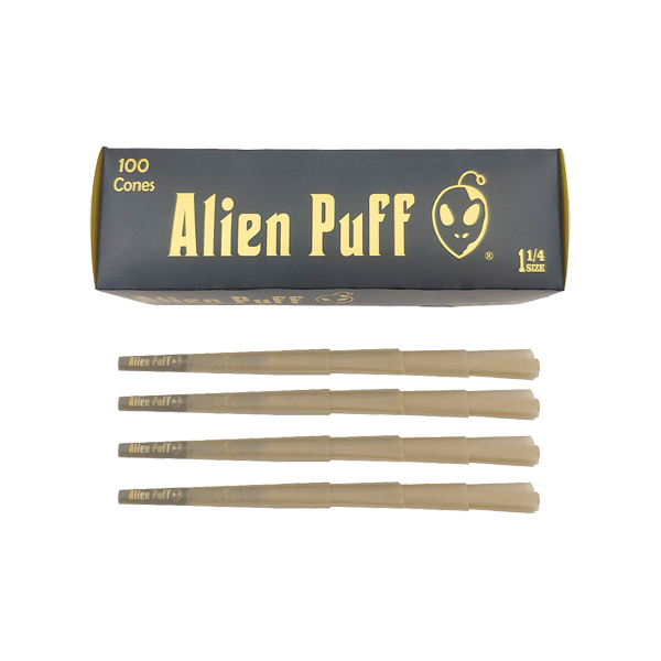 100 Alien Puff Black & Gold 1 1/4 Size Pre-Rolled Cones ( HP130 ) | Alien Puff | Hall of Vape |  | Smoking Products