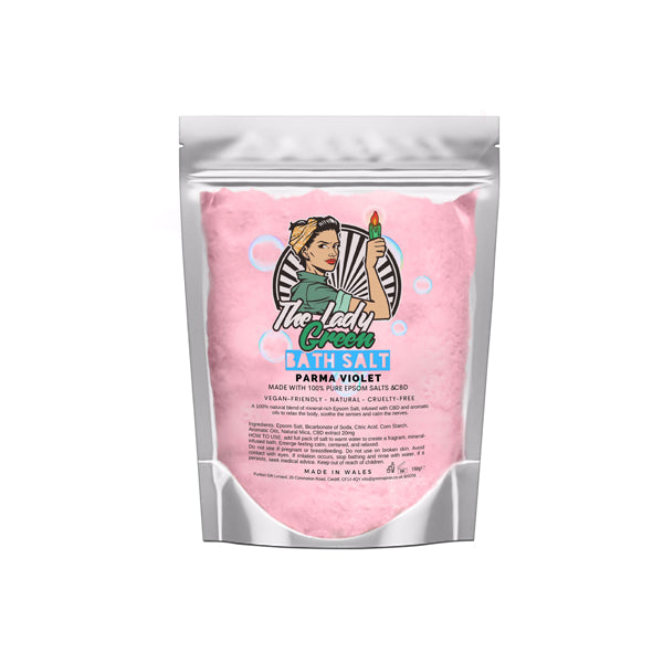 Lady Green 50mg CBD Parma Violet Bath Salts - 500g | Green Apron | Hall of Vape |  | CBD Products