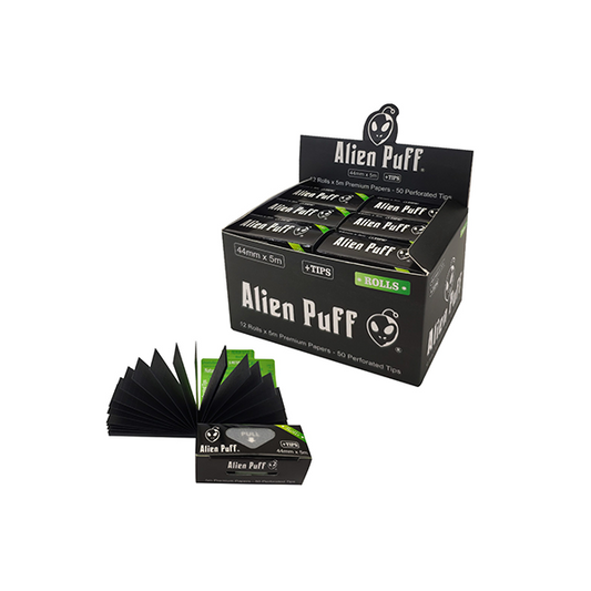 Alien Puff Rolls and Roach 5mx44mm White Rice Paper 12 Rolls (HP129) | Alien Puff | Hall of Vape |  | Smoking Products