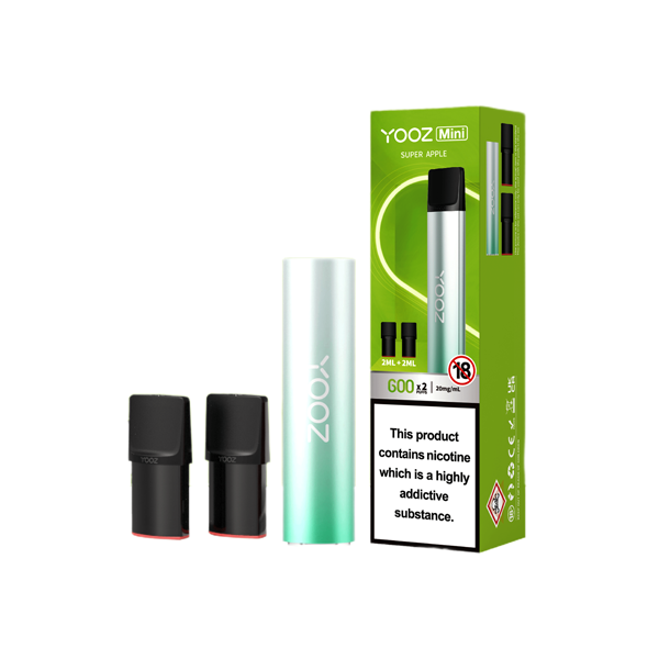 20mg Yooz Mini Rechargeable Device & Vape Pods x2 600 Puffs (BUY 5 GET 1 FREE)