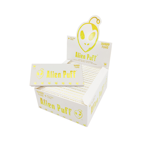 33 Alien Puff White & Gold King Size Unbleached Brown Rolling Papers ( HP109 ) | Alien Puff | Hall of Vape |  | Smoking Products