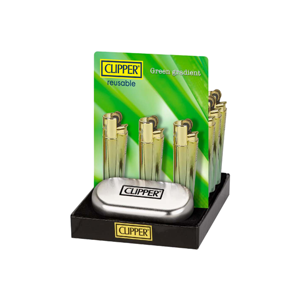 12 Clipper CMP11R Metal Flint Green Gradient Lighters - CM0S127UK | Clipper | Hall of Vape |  | Smoking Products