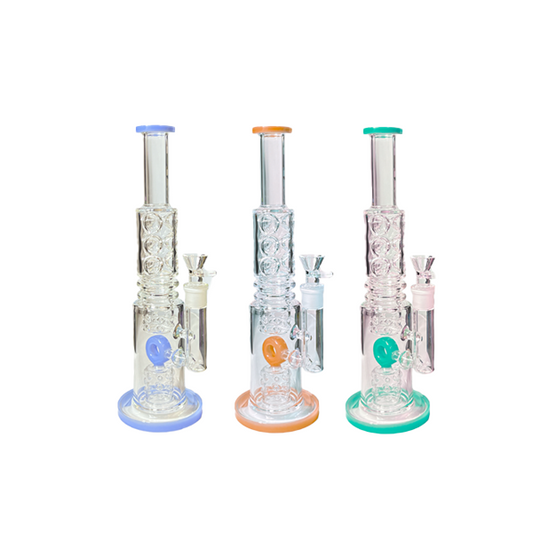 14" Large Glass Bong Mixed Colours -BG008 - GS1196 | Generic | Hall of Vape |  | Smoking Products