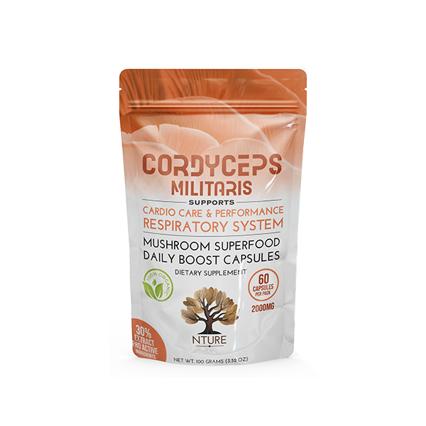 NTURE 2000mg Cordyceps Militaris Mushroom Capsule - 60 Caps | Nture | Hall of Vape |  | Nootropics & Supplements