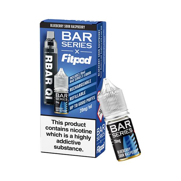 20mg Bar Series x Fitpod RBAR QI Refillable Disposable Vape & 10ml Nic Salt - 6000 Puffs | Bar Series | Hall of Vape |  | Vaping Products