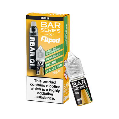 20mg Bar Series x Fitpod RBAR QI Refillable Disposable Vape & 10ml Nic Salt - 6000 Puffs | Bar Series | Hall of Vape |  | Vaping Products