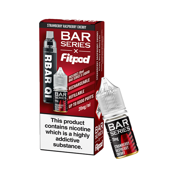 20mg Bar Series x Fitpod RBAR QI Refillable Disposable Vape & 10ml Nic Salt - 6000 Puffs | Bar Series | Hall of Vape |  | Vaping Products