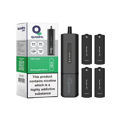 20mg Quadro 2.4K Pod Vape Kit Black Series 2400 Puffs | Quadro | Hall of Vape |  | Vaping Products