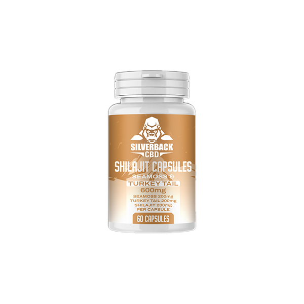 Silverback CBD 600mg Seamoss & Turkey Tail Infused Shilajit Capsules - 60 Caps | Silverback CBD | Hall of Vape |  | Nootropics & Supplements