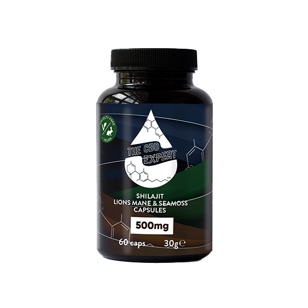 The CBD Expert 500mg Shilajit Lions Mane & Seamoss Capsules - 60 Caps | The CBD Expert | Hall of Vape |  | Nootropics & Supplements