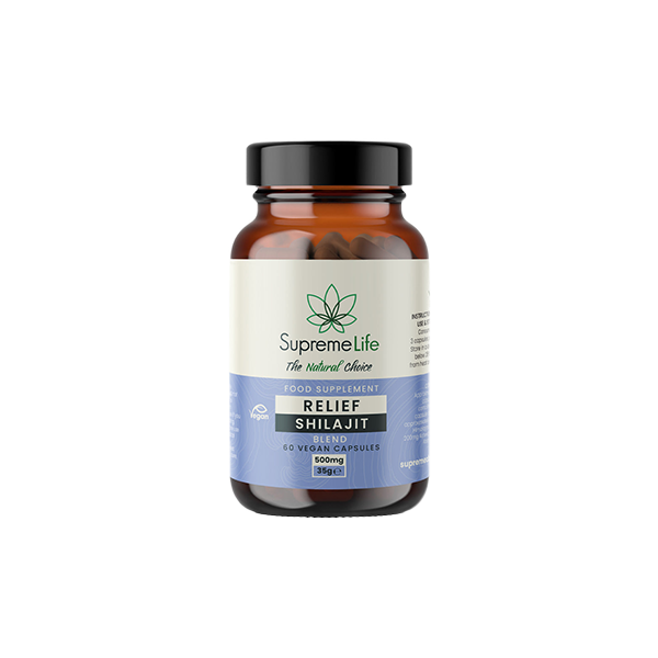 Supreme Life 500mg Relief Shilajit Vegan Capsules  - 60 Capsules | Supreme CBD | Hall of Vape |  | Nootropics & Supplements