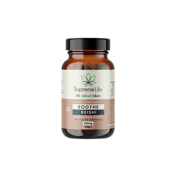 Supreme Life 500mg Soothe Reishi Vegan Capsules  - 60 Capsules | Supreme CBD | Hall of Vape |  | Nootropics & Supplements