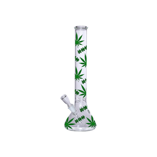 18" Amsterdam Green Leaves Designs Glass Bong - GB6 | Unbranded | Hall of Vape |  | Smoking Products