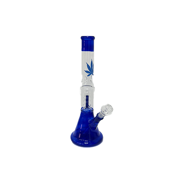 14" Large Percolator Glass Bong Leaf Mixed Designs - GS1449 - GB93 | Generic | Hall of Vape |  | Smoking Products