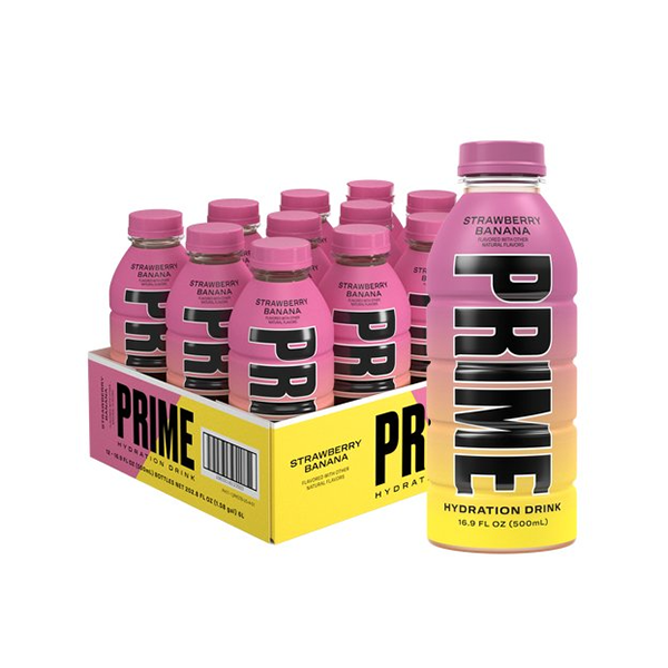 PRIME Hydration USA Strawberry Banana Sports Drink 500ml | Prime | Hall of Vape |  | American Confectionary