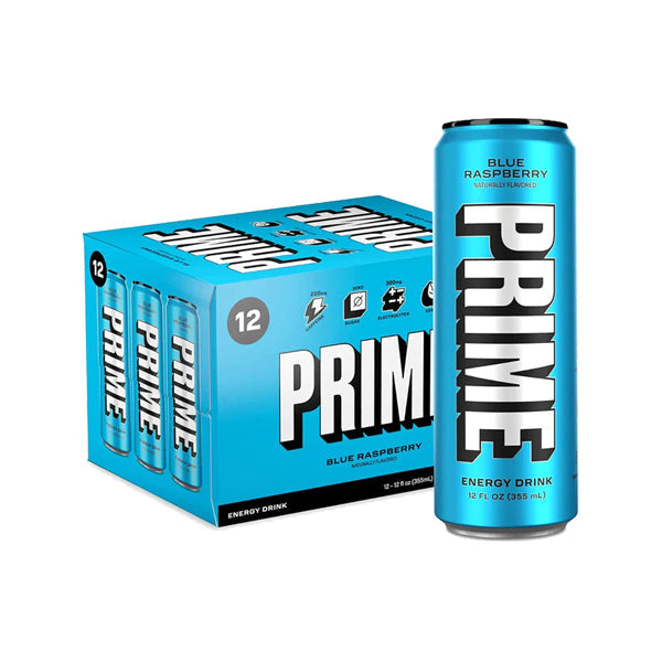 PRIME Energy USA Blue Raspberry Drink Can 355ml - Best Before date | Prime | Hall of Vape |  | American Confectionary