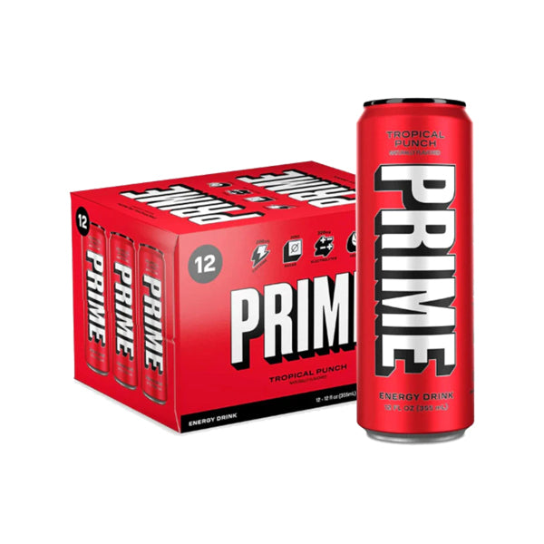 PRIME Energy USA Tropical Punch Drink Can 355ml - Best Before date | Prime | Hall of Vape |  | American Confectionary